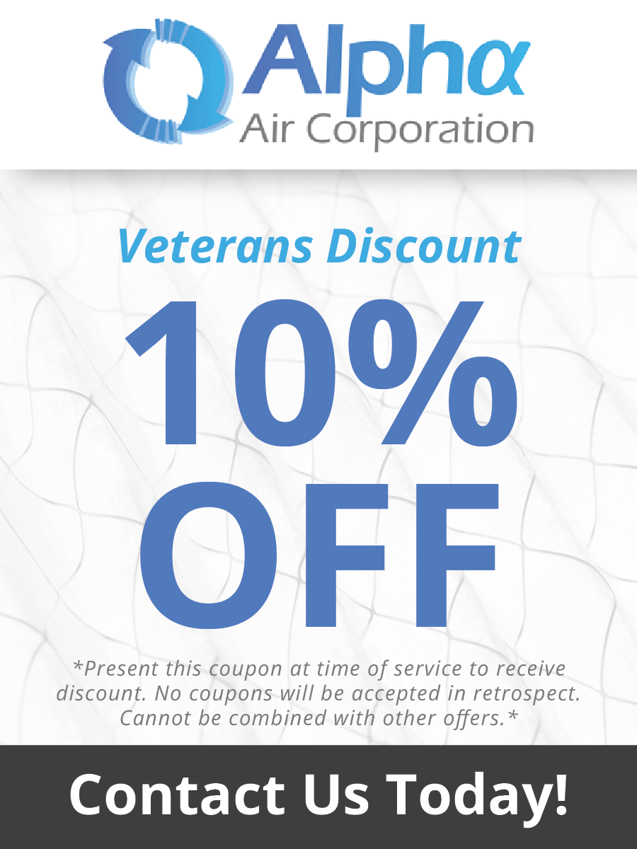 Alpha Air Corporation offering a 10% discount for veterans.