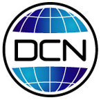 DCN logo: Globe with blue gradient, black lines; DCN letters in black within a black circle.