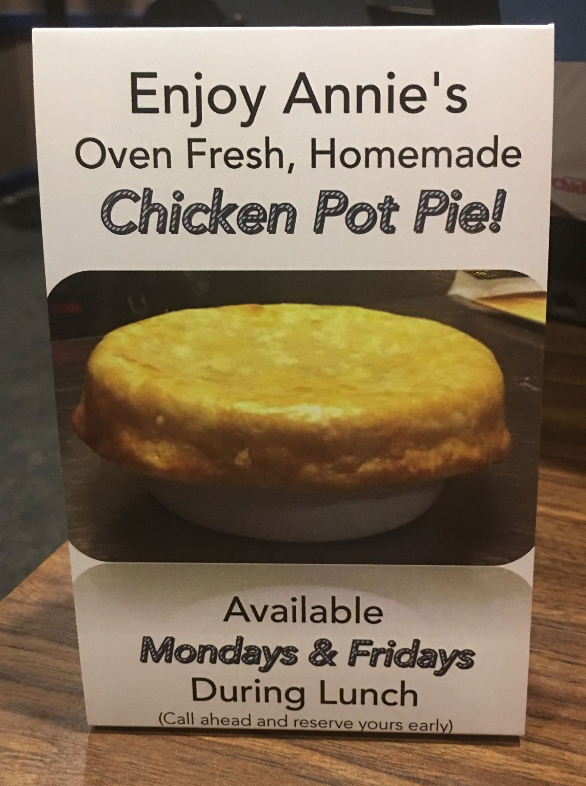 Annies Pot Pie Table Tent