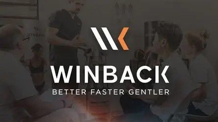 Winback logo with health professionals and patients; "Better Faster Gentler" text below.