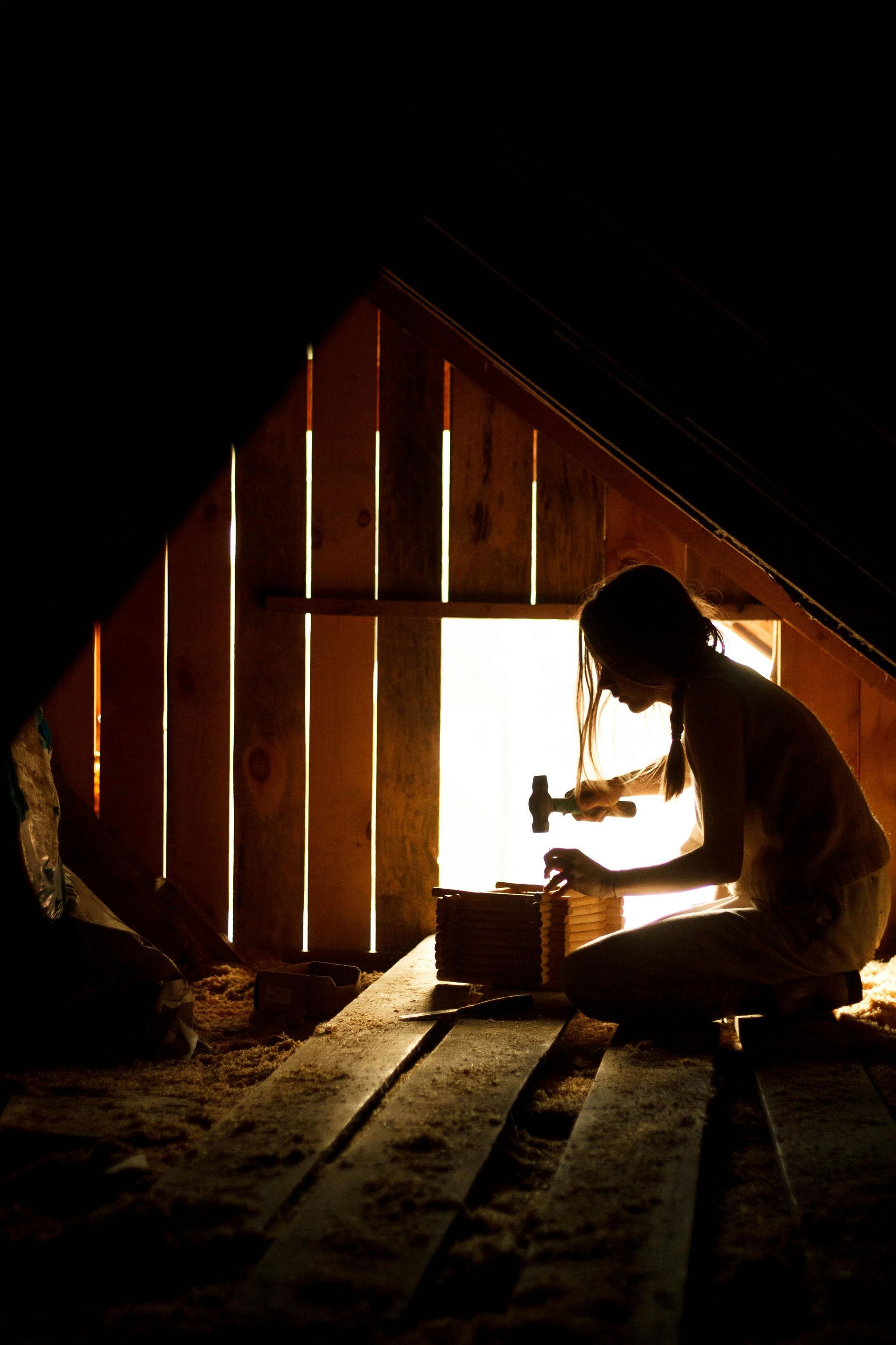 Attic exclusion before and after in Rockwell NC, J&M Wildlife Services.