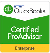 QuickBooks Certified ProAdvisor Enterprise badge: green and yellow logo.