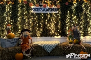 A sign that says ponderosa campground on it