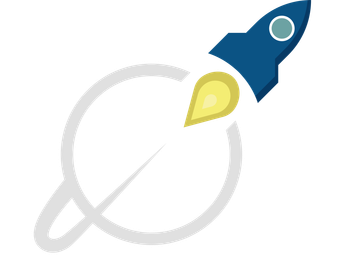 A logo for launch with a rocket in a circle