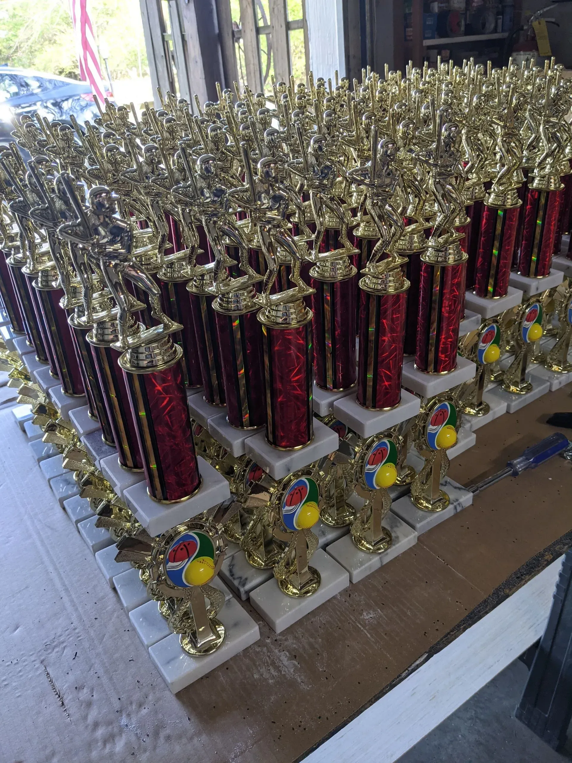 A bunch of trophies.