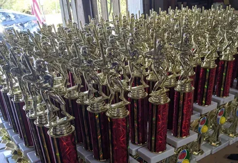 A bunch of trophies.