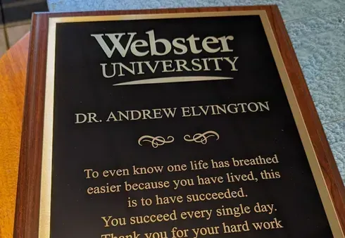 Laser engraved in award.