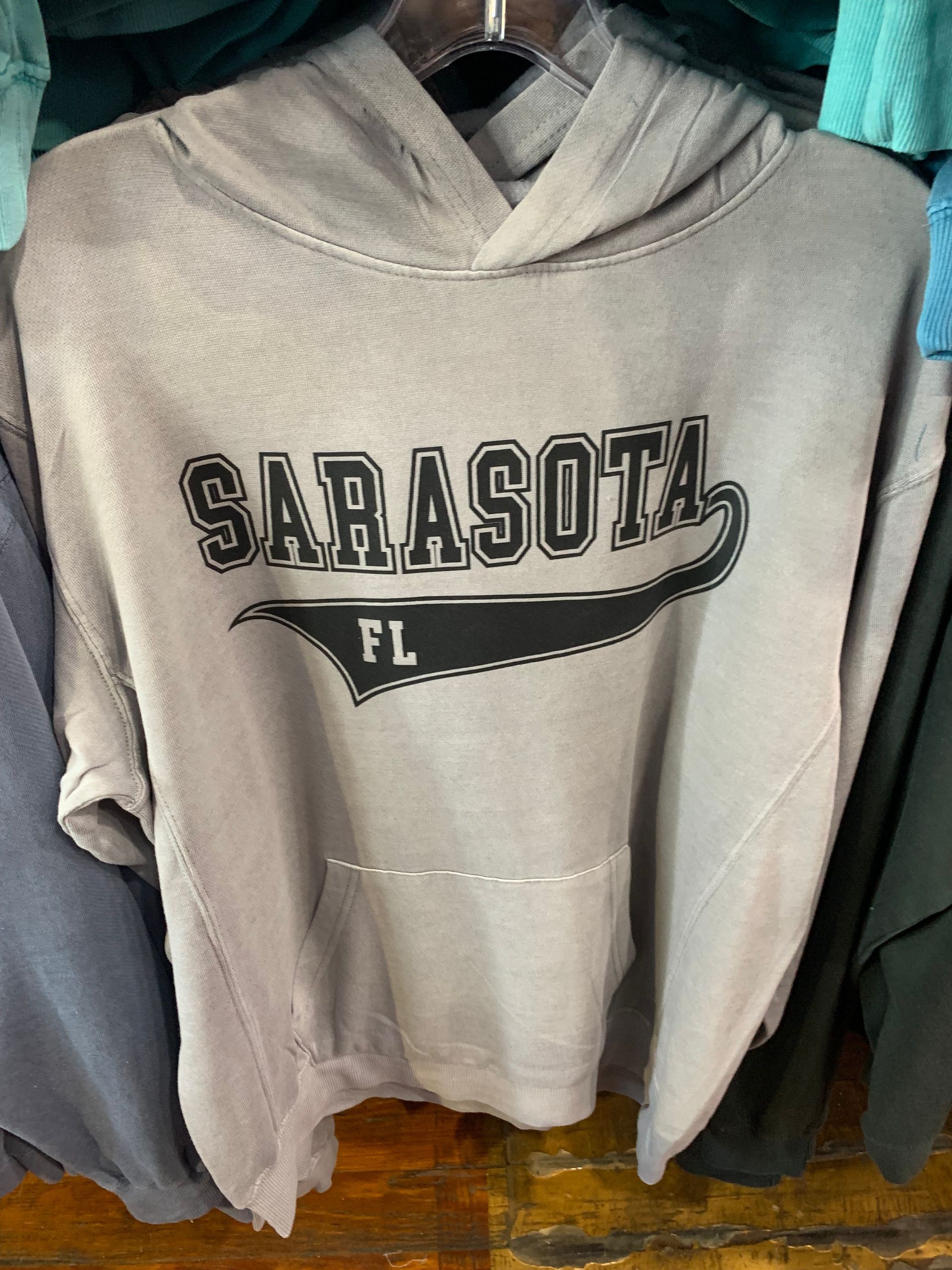 Gray hooded sweatshirt with 