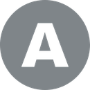 A white letter a is in a gray circle.