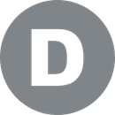 The letter d is in a gray circle on a white background.