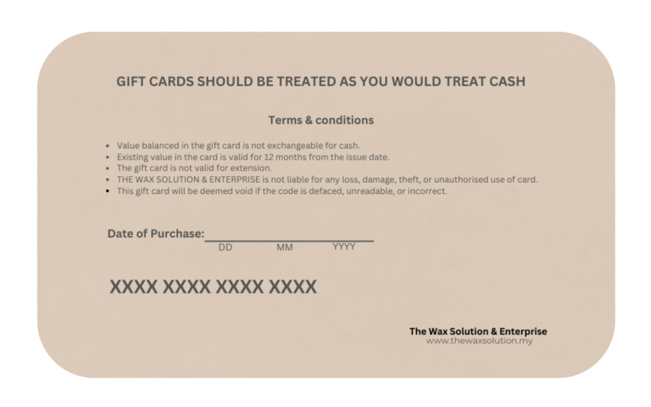 A gift card that says gift cards should be treated as you would treat cash