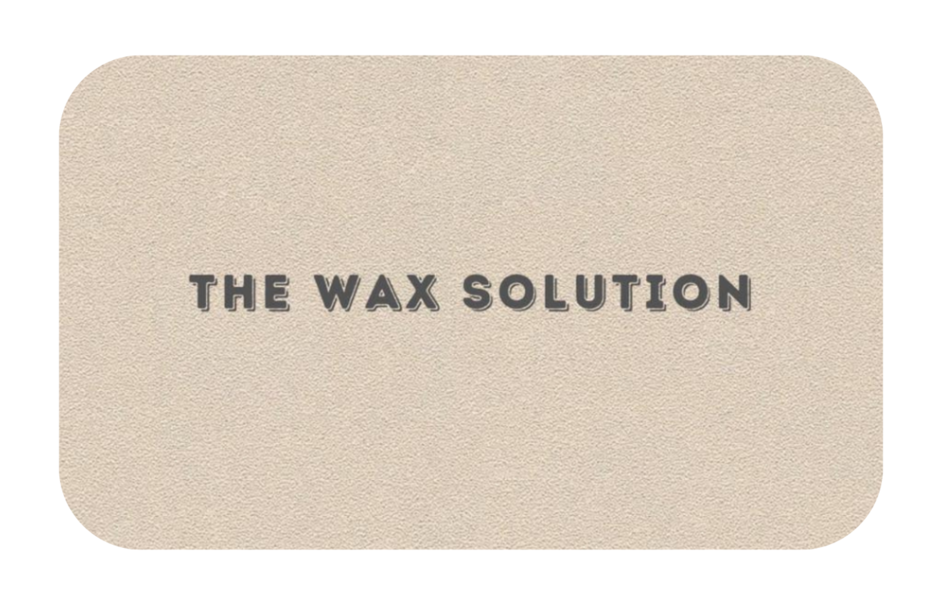 A card that says the wax solution on it