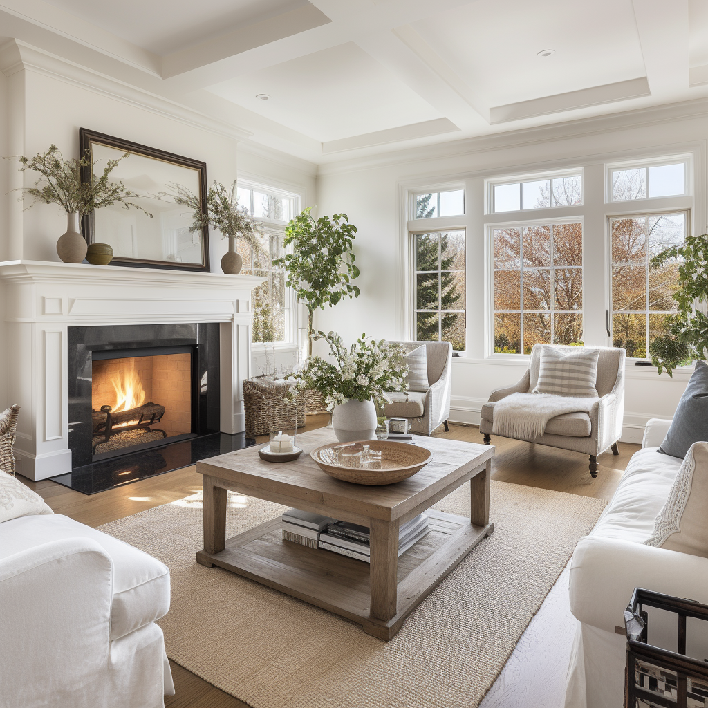 home staging of cozy lounge with fireplace