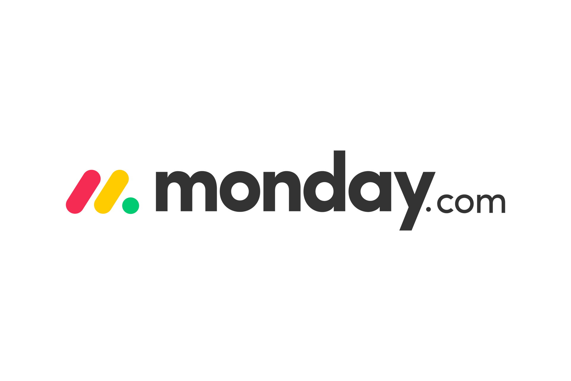 The logo for monday.com is a colorful logo on a white background.