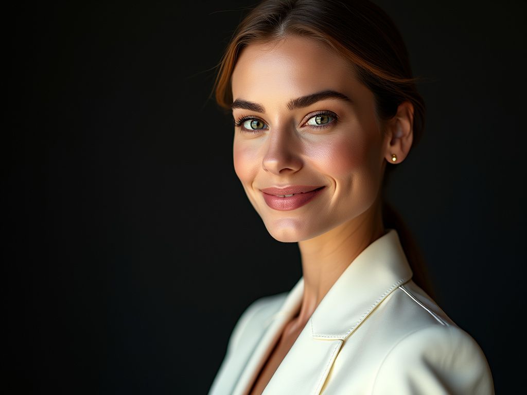 A close up of a woman 's face with the words `` introducing sophia al '' on it.