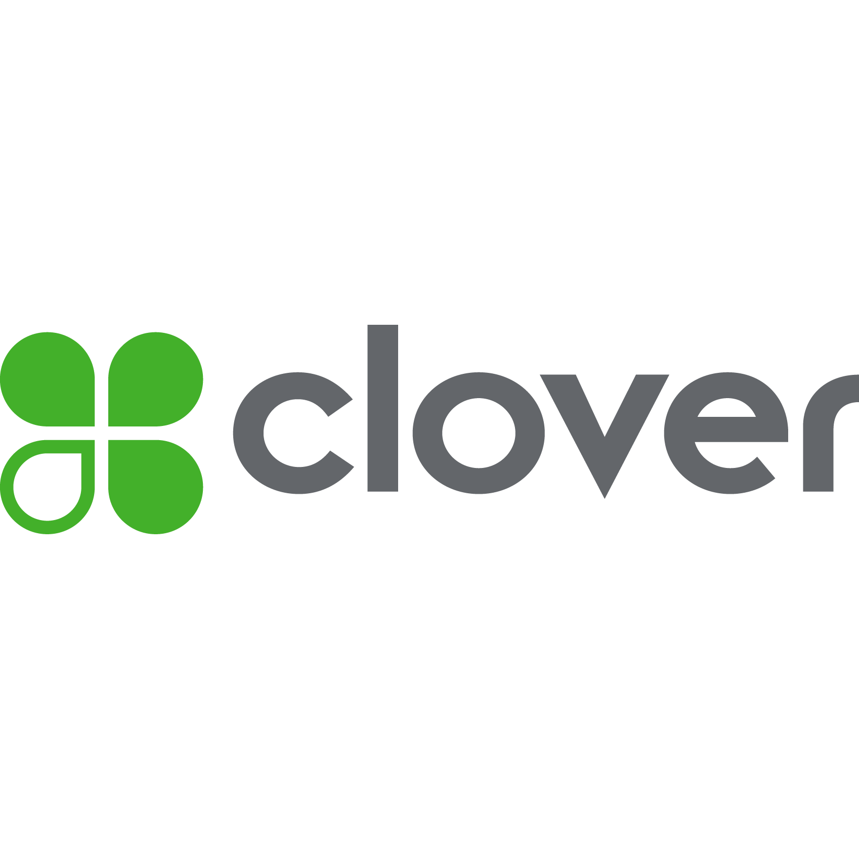 A clover logo with a green clover on a white background.