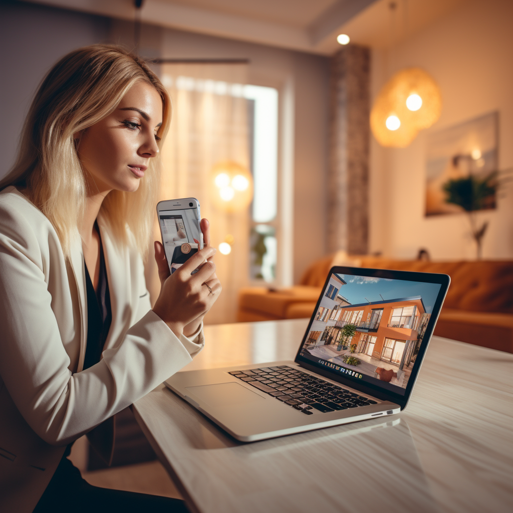 real estate agent showing beautiful home to prospective buyer