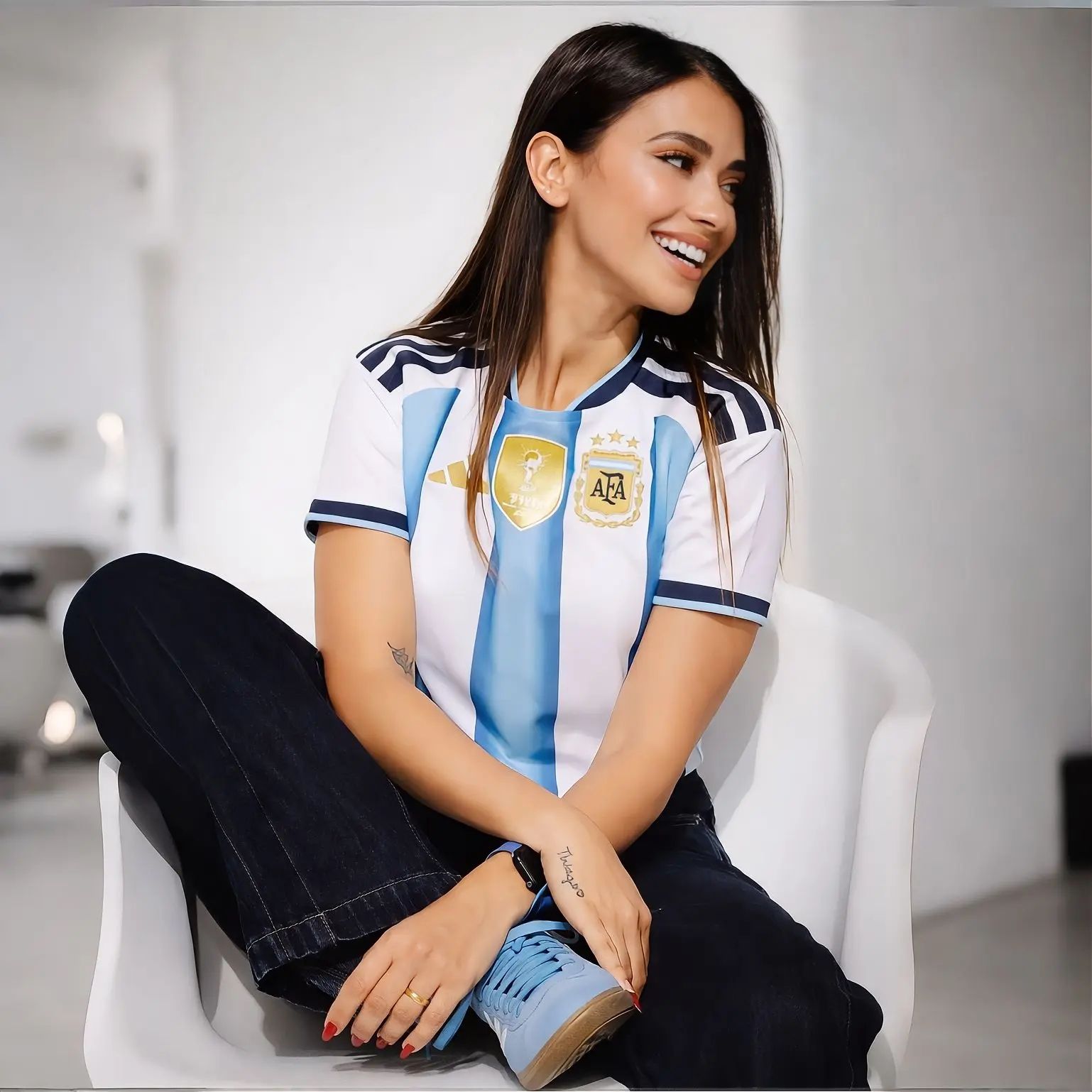CAMISETA SELECCION ARGENTINA CORTA DAMA(RM117)