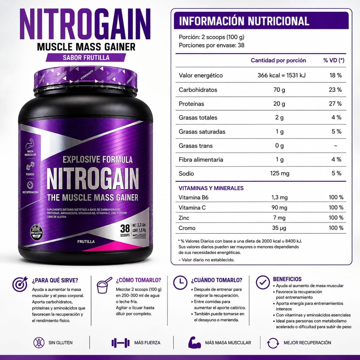 XTRENGHT Nitrogain – Muscle Mass Gainer.