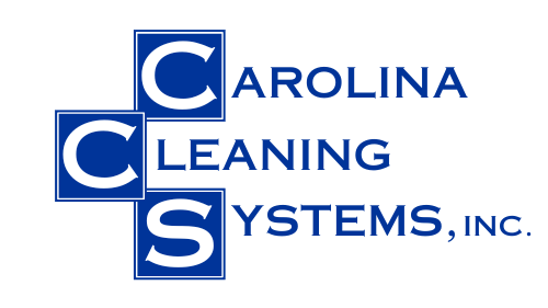 The logo for carolina cleaning systems inc. is blue and white.