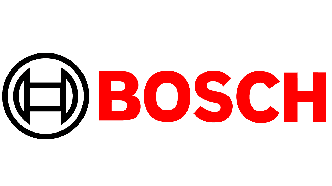 Logo Bosch: cerchio nero con linea verticale e scritta 