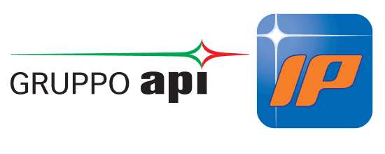 Logo del Gruppo api, con testo e una lettera 