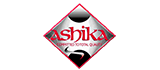 Logo Ashika a forma di diamante con testo rosso.