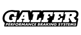 Logo Galfer Performance Braking Systems. Testo bianco su sfondo nero.