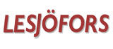 Logo per Lesjöfors, un'azienda con testo rosso e un'ombra.