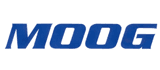 Logo MOOG in testo blu su sfondo bianco.