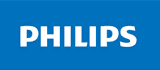 Logo Philips su sfondo blu.
