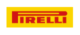 Logo Pirelli con testo e barra rossi su un rettangolo giallo.