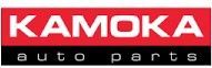 Logo dei ricambi auto KAMOKA: testo bianco su rettangoli rossi e neri.