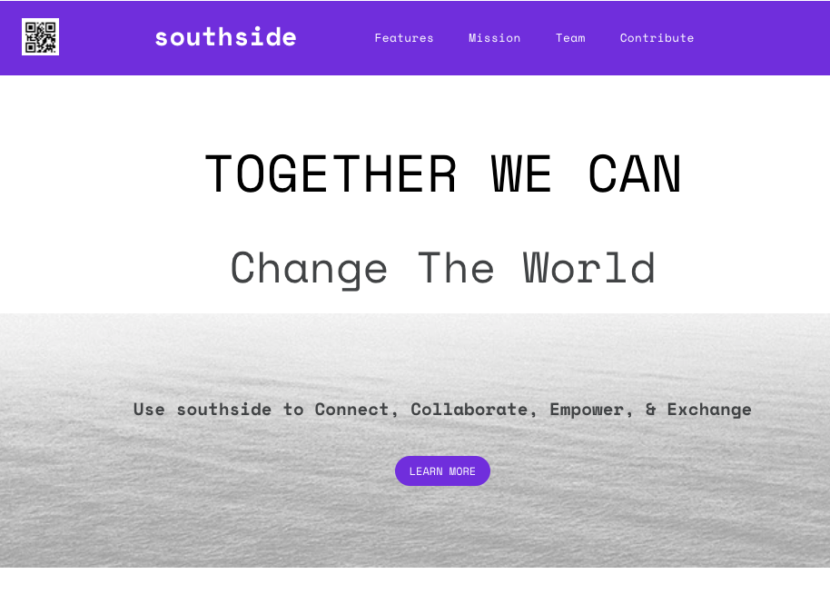 Website homepage with 