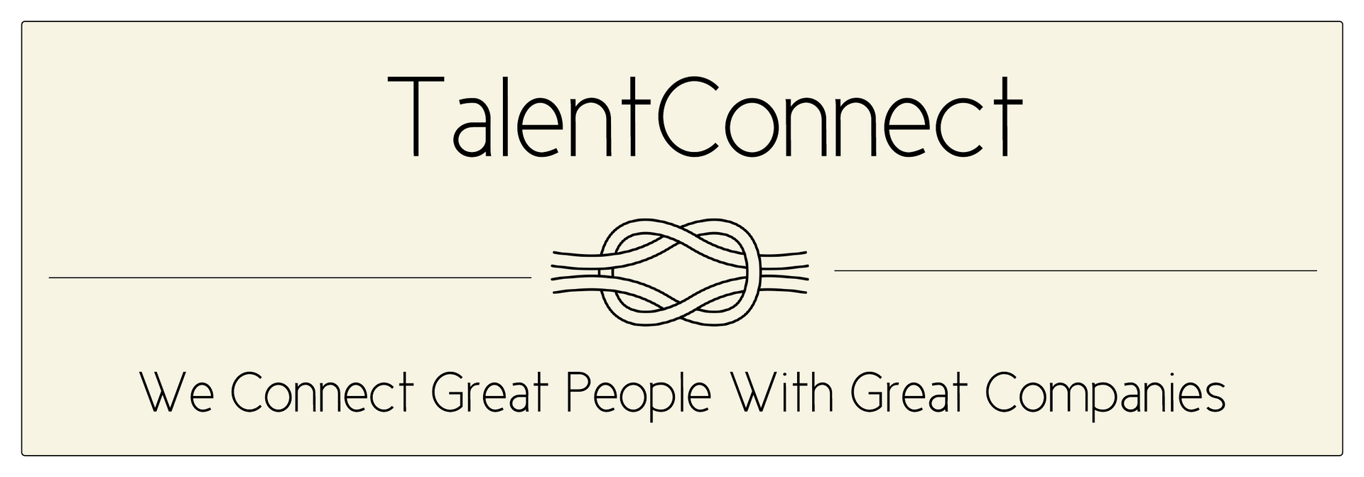TalentConnect logo with text and an intertwined knot symbol; 