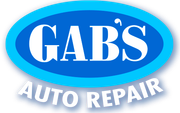 A blue and white logo for gab 's auto repair