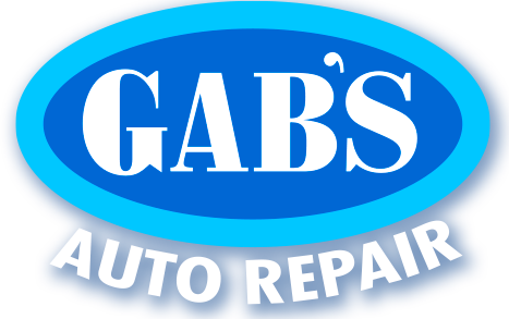 A blue and white logo for gab 's auto repair