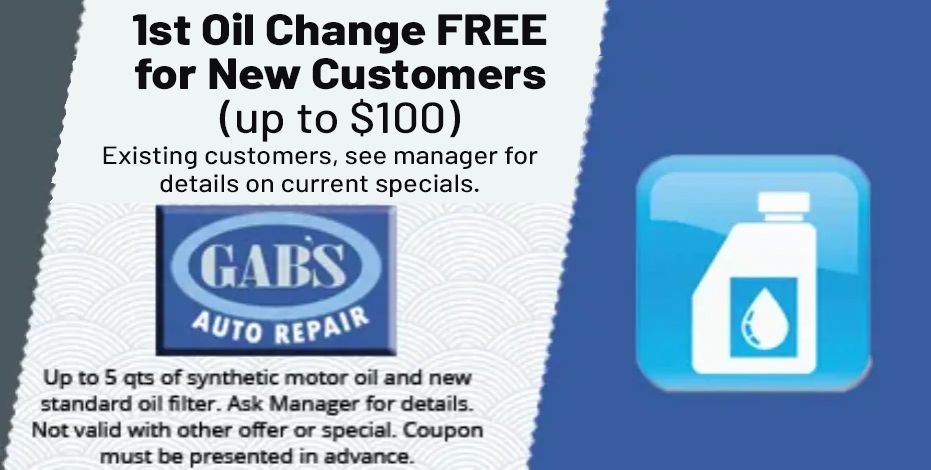 gab 's auto repair offers a 1st oil change free for new customers