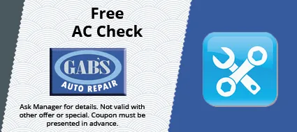 A coupon for a coolant exchange service at gabs auto repair
