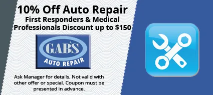 A coupon for gab 's auto repair that says 10 % off auto repair