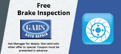 a coupon for a free brake inspection from gab 's auto repair