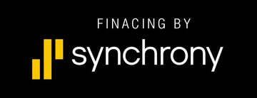 The logo for financing by synchrony is on a black background.