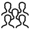 A group of people standing next to each other on a black background.