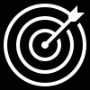 A white icon of a target with an arrow in the center.