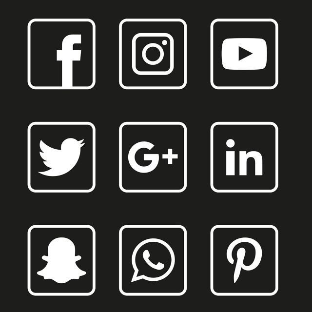 Social Media list of Icons