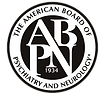 The american board of psychiatry and neurology logo is black and white.