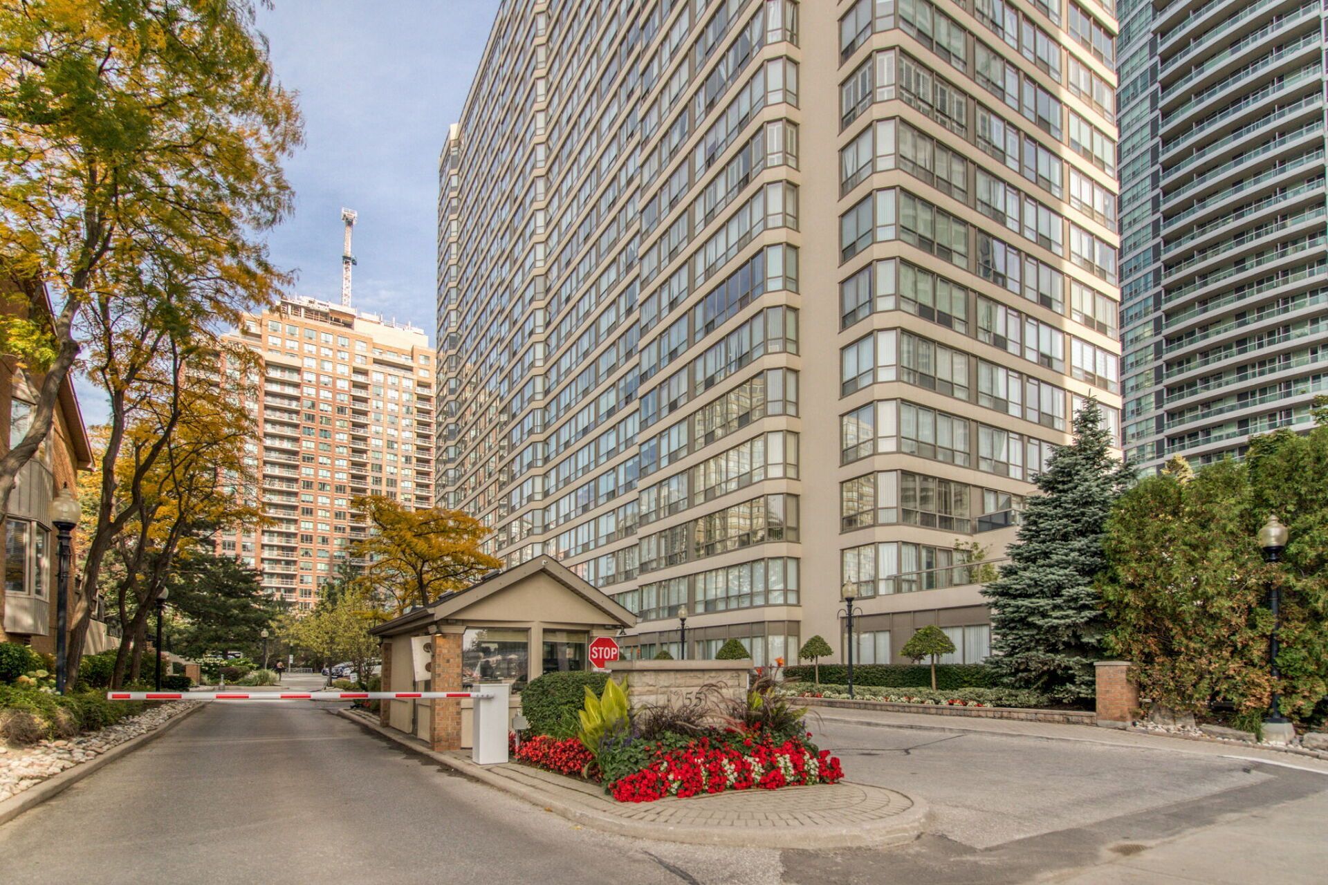 1,038 sq ft corner unit with modern upgrades. Stylish kitchen, renovated baths, panoramic view from spacious living area.