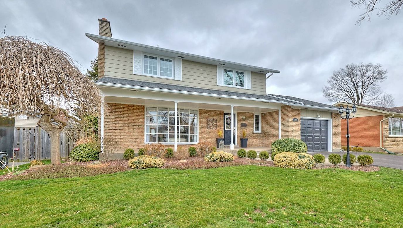 A two-storey detached home located on a mature street in Welland, Ontario