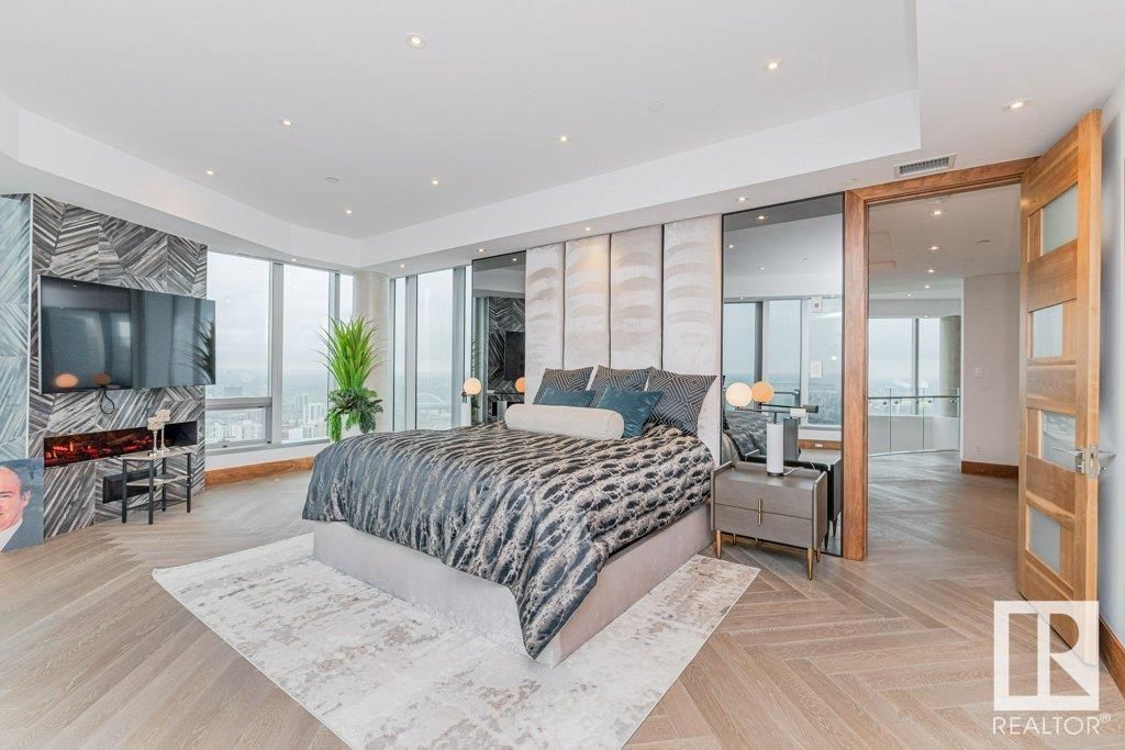 There is a large bed in the middle of the room.