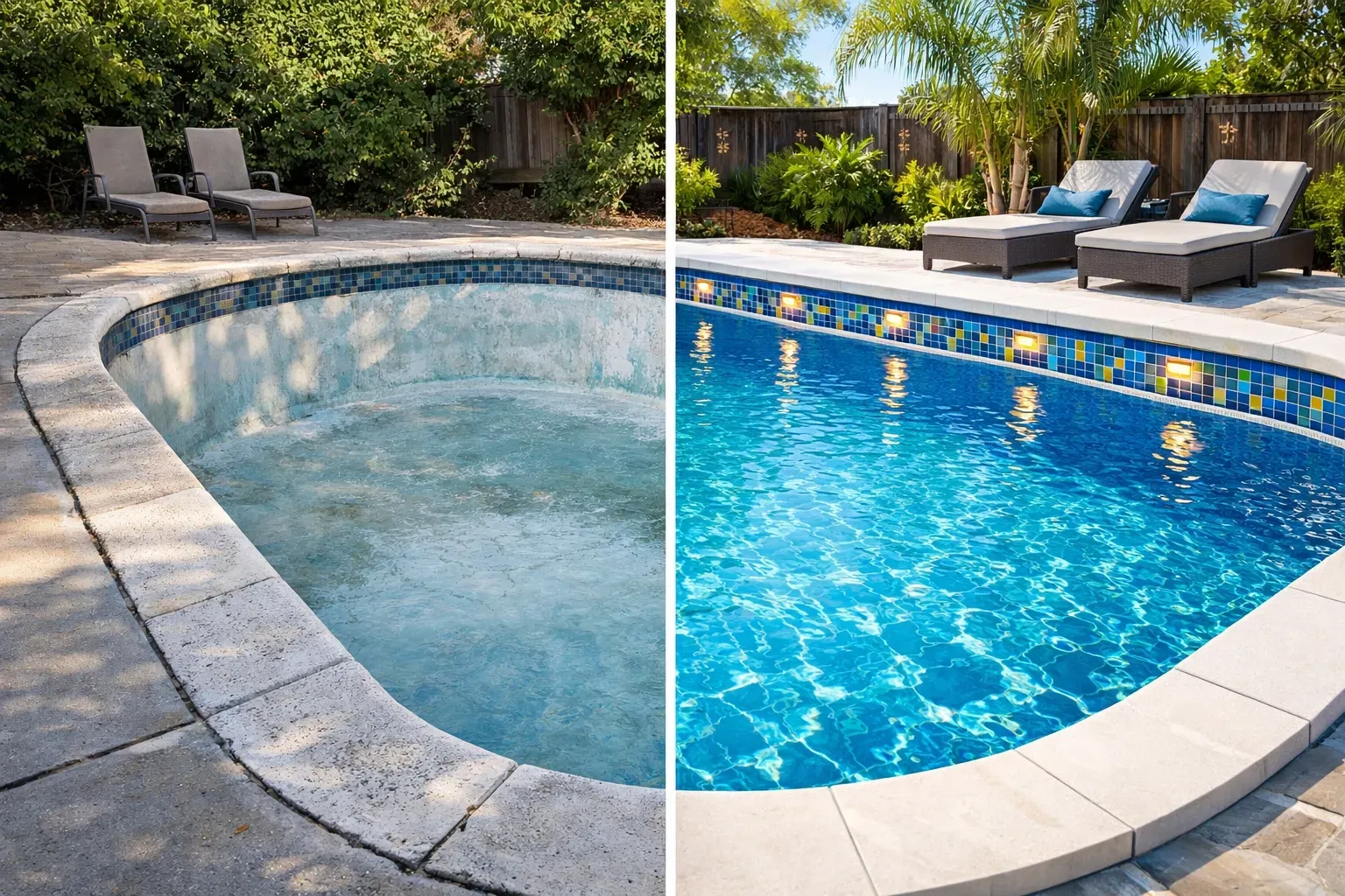 swimming pool empty and then refilled after remodel